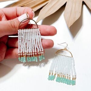 Beaded tassel drop earrings S335